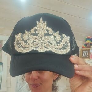Elegant Black and Gold Women's Cap